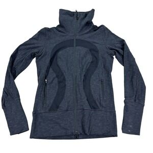 Lululemon Define Jacket Women's Size 6 Gray Black Thumbhole Full Zip Mock Neck